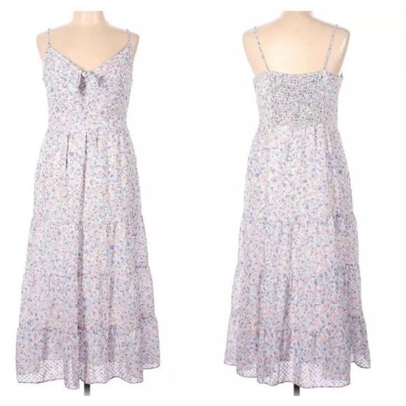 Nanette Lepore Strappy Tiered Watercolor Midi Dress size - Picture 1 of 9